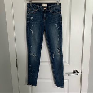 ARITZIA CASTINGS RIPPED MID RISE SKINNY ANKLE JEANS - SIZE 28